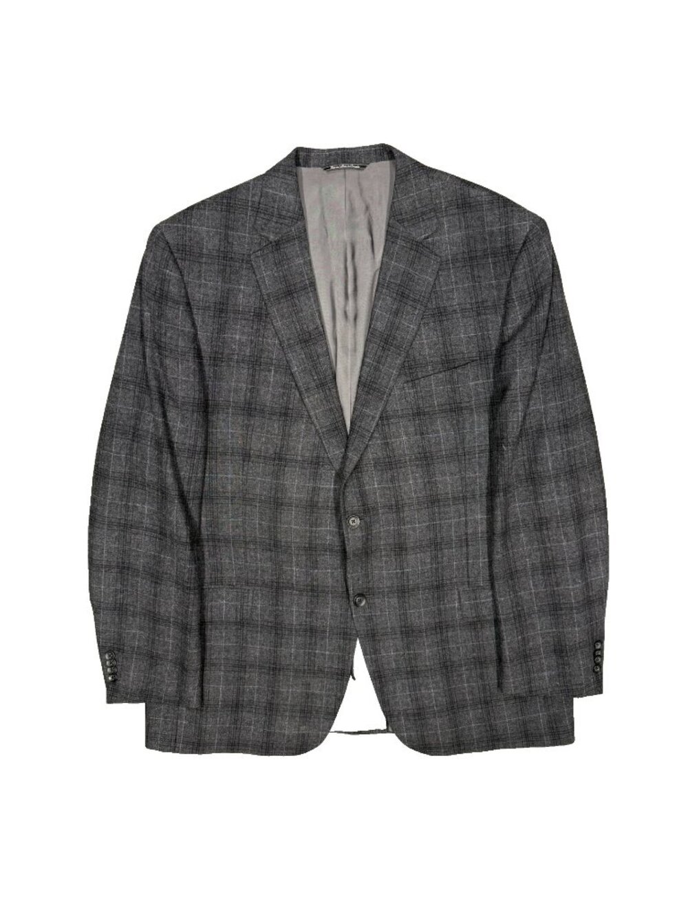 Jack Victor Blazer 130s Wool Sport Coat Flannel Plaid Grey Canada 46L